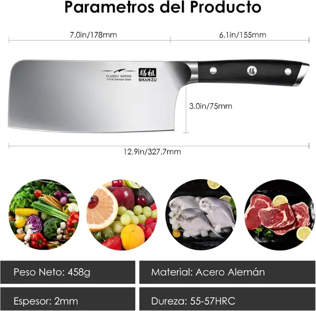 hacha de cocina shan zu y medidas