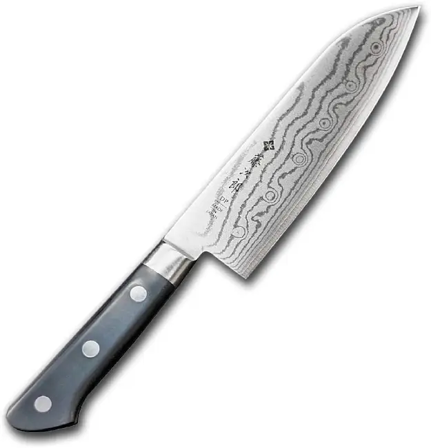 Tojiro Pro damasco tercer mejor cuchillo Santoku.